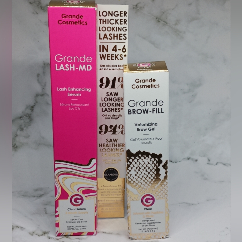 Grande Cosmetics Lash Enhancing Serum and Brow Gel Set - Clear and Gold